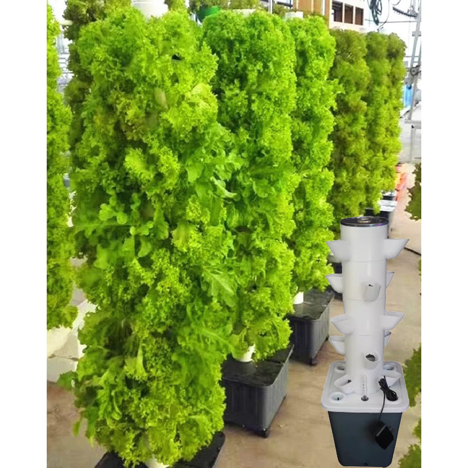Flor hidropónica Vertical, huerto Familiar, Sistema de Cultivo hidropónico con Bomba humectante, Adaptador, Temporizador. 12/09/15/18 (hoyo)