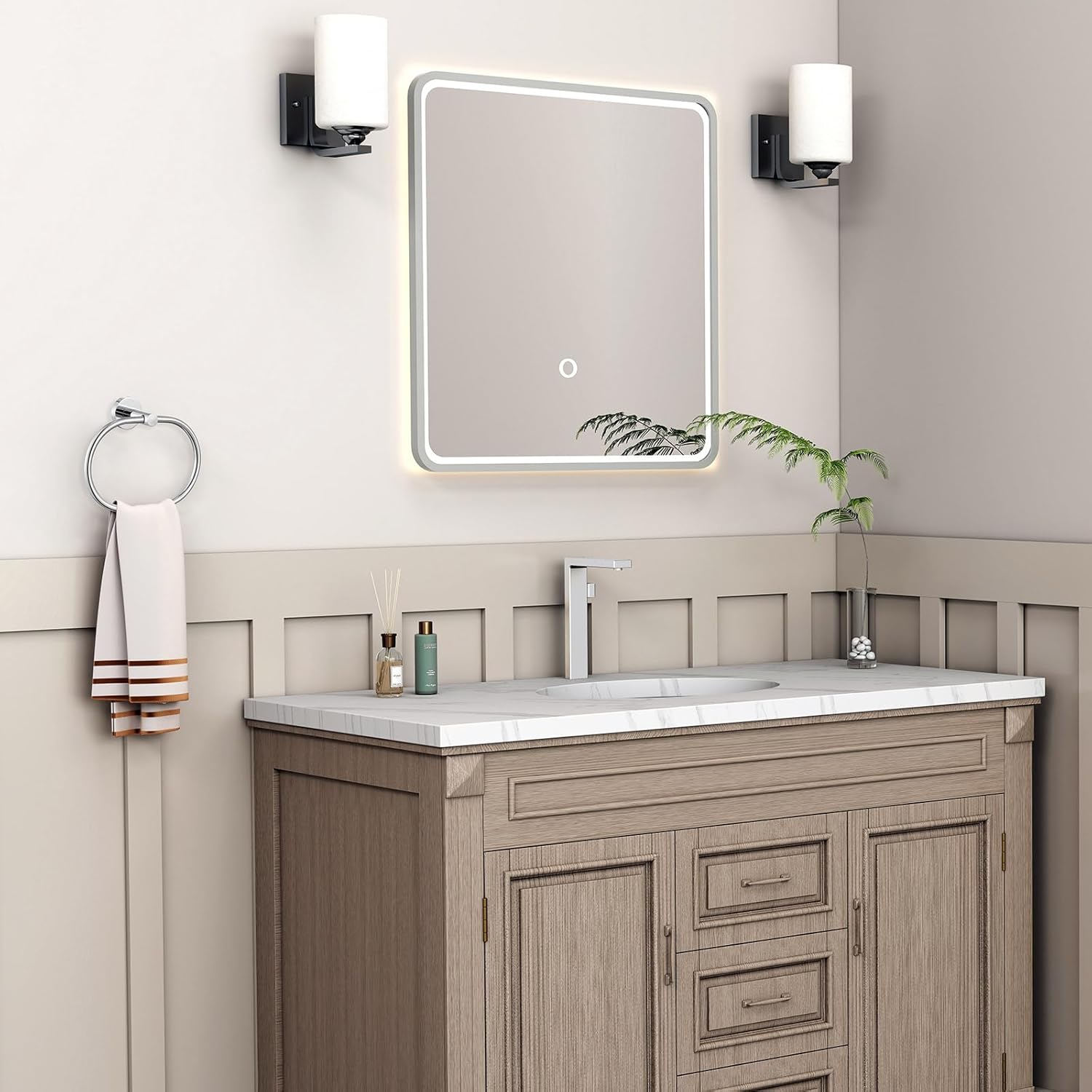 Suyar Swivel Robe Hook 2PCS Bundle with Towel Ring (Chrome)