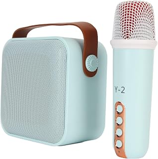Mini Karaoke Machine Karaoke Set, Portable BT Speaker with 1 Wireless Microphone, Large Sound Field Karaoke Machine for Kids and Adults Home Party KTV Birthday (Green)