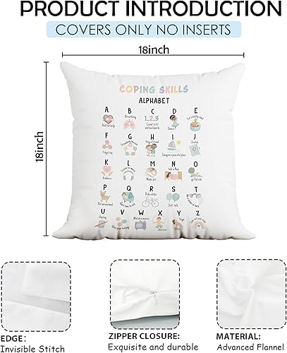 Miniatura 5 de Coping Skills ABC - Fundas de almohada de 18 x 18 pulgadas, decoración de salud mental, fundas de almohada de oficina de asesoramiento, decoración