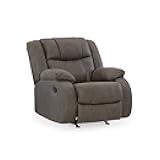 First Base Modern Faux Leather Rocker Recliner, Gray