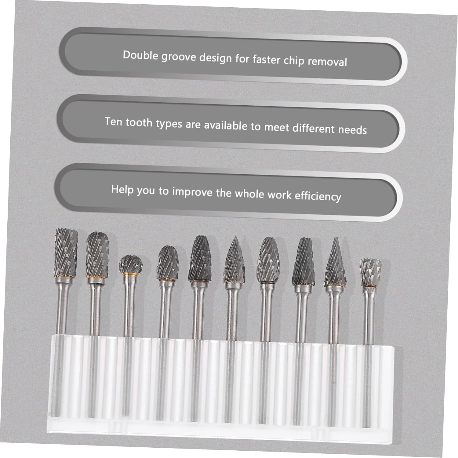 COOLHIYA 10 Pcs Tungsten Steel Rotary Files for Carving Polishing and Grinding Durable Craft Tools for DIY Projects Precision Mold Cavity Processing Easy to Use