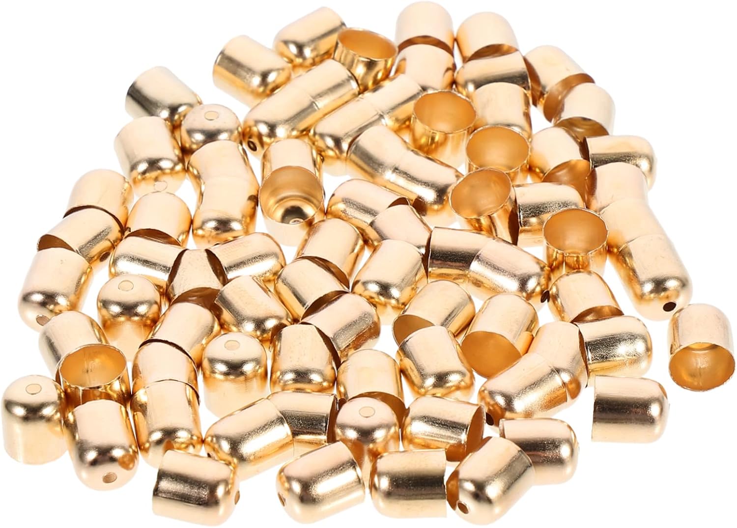 SEWACC 100PCS Tassel End Metal Crimp Caps Fiber Cord Tips for DIY Jewelry Making Resistant Ear Accessory Findings Kit Multi Use Craft Supplies for Earrings and Tassels