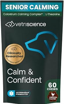 VetriScience Senior Calm & Confident Soft Chews for Dogs, Chicken, 60 Count
