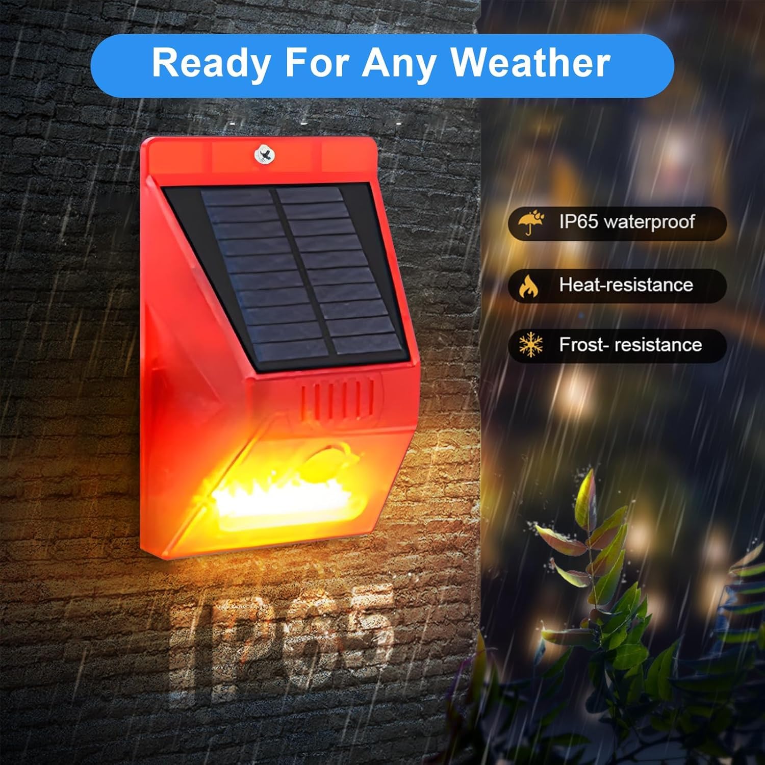 ChunHee Lot de 4 détecteurs de mouvement solaires d'extérieur - 129 dB - Sirène de sécurité sonore puissante IP65 - Étanche - Protégé pour jardin, ferme, jardin, poulailler