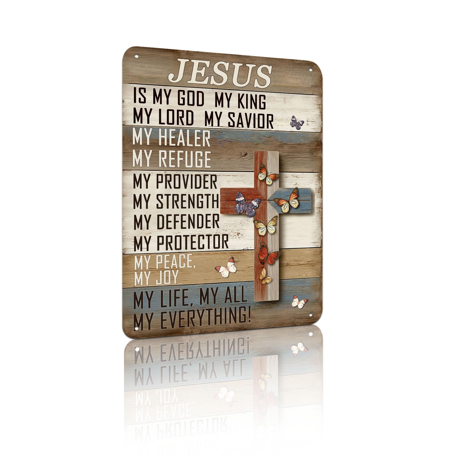 Jesus Is My Everything Metal Warm Vintage Aluminum Sign Wall Decor for Living Room, Bedroom, Prayer Corner, Home Altar, Church Lobby, Office - 8x12 Inches Faith-Themed Wall Art (25255)