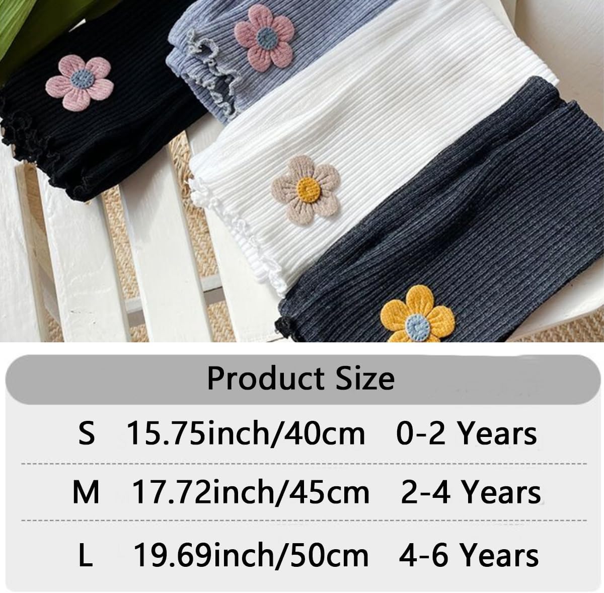 4 Pack Baby Girl Leggings Litter Girls Ribbed Leggings Footless Tights Cute Ankle Length Pants for Infant Kids - Image 2