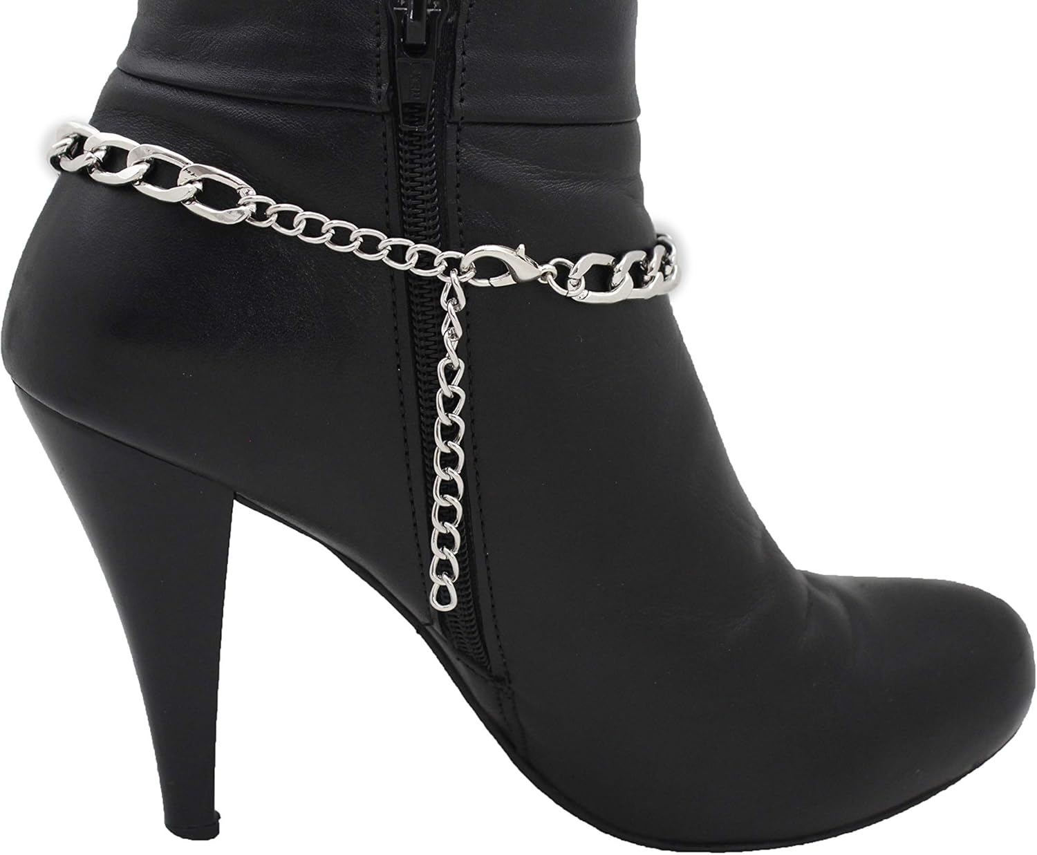 TrendyFashionJewelry TFJ Women Band Boot Silver Metal Chain Bracelet Turquoise Blue Bead Shoe Feathers Charms