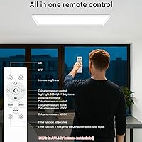 Vista 6 de zemty Luz LED de panel plano con control remoto de 22.8 x 7.8 pulgadas, 32 W, 3500 lúmenes, 3000 K-6500 K, temperatura de color ajustable, lámpara