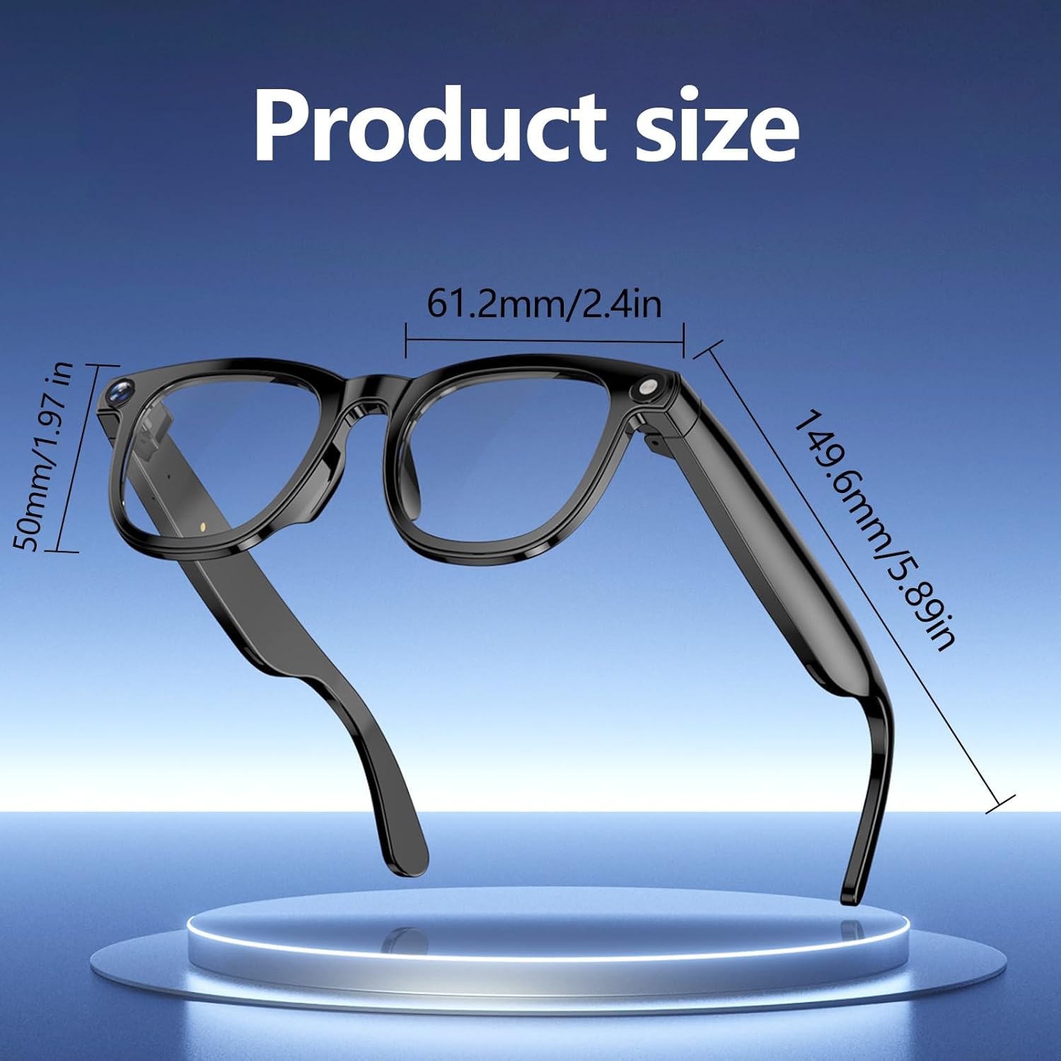 AI Smart Glasses with 8MP Camera, Photo Recording &1080P HD Video, Anti-Blue Light Lenses, Real-Time Translation,Camera Glasses for Men Women Ideal for Outdoor Sports, Hiking, Cycling