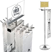 Alpine Wet Umbrella Bag Stand - Umbrella Bags Disposable with Stand, Wet Umbrella Bag Holder, Commercial Umbrella Holder with Free 100 Large Plastic Umbrella Bags Disposable (Stainless Steel)