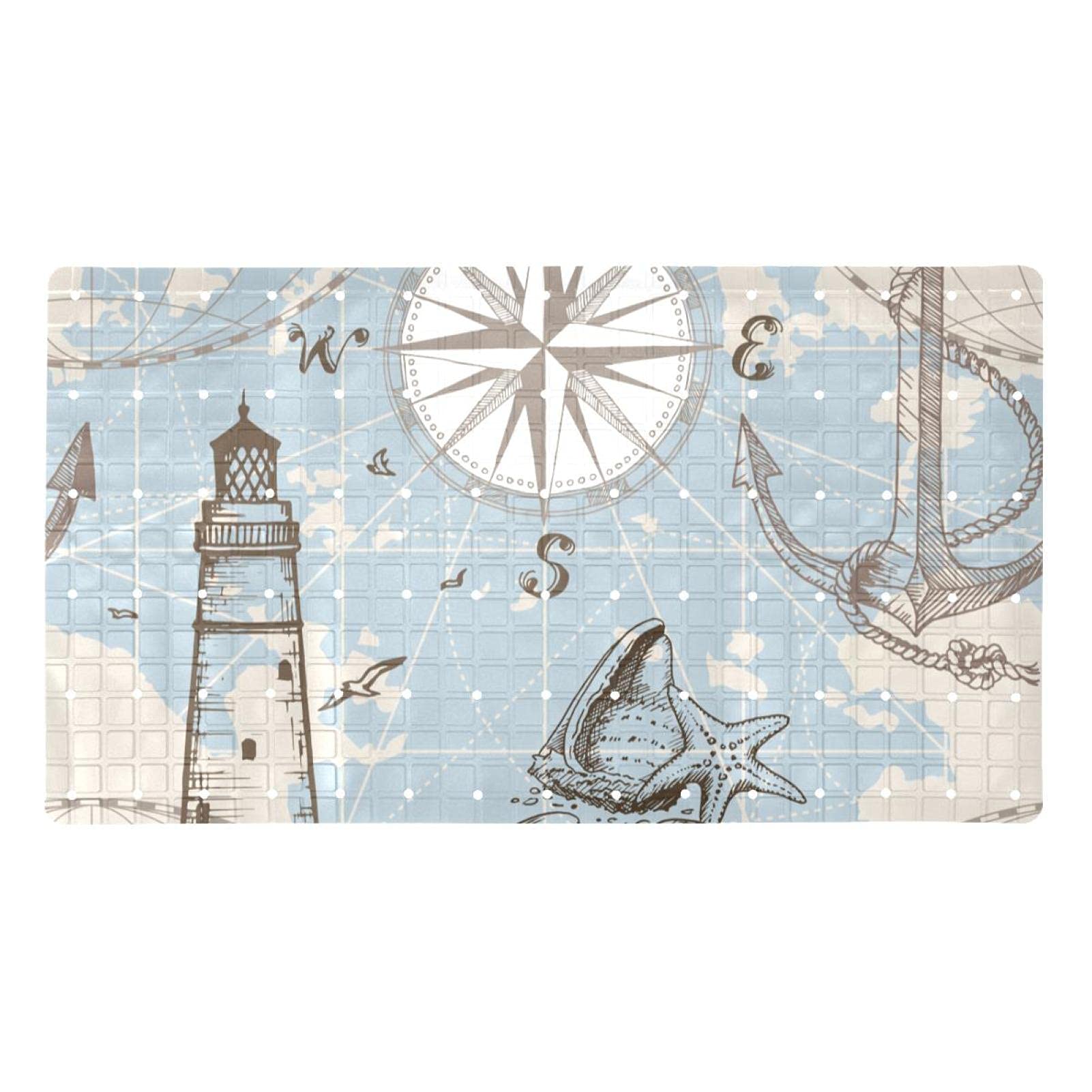 Tapis de bain antidérapant à ventouses pour bébé et senior, modèle rectangulaire anti-glisse en PVC