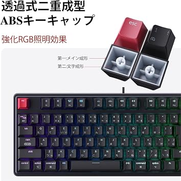 Keychron C3 Pro 8K RGB TKL 80% Layout, JIS Layout, QMK Wired Custom Mechanical Keyboard, Supports Hot-Swapping, LED Lighting, Transparent Key Cap, Compatible with Windows/MacOS