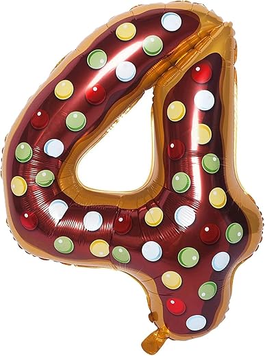 Atpata Funky Donut Candy Theme 34 Inch Number Shape Foil Balloons - Ideal for Birthdays &amp; Celebrations - Vibrant 0 to 9 Nu...