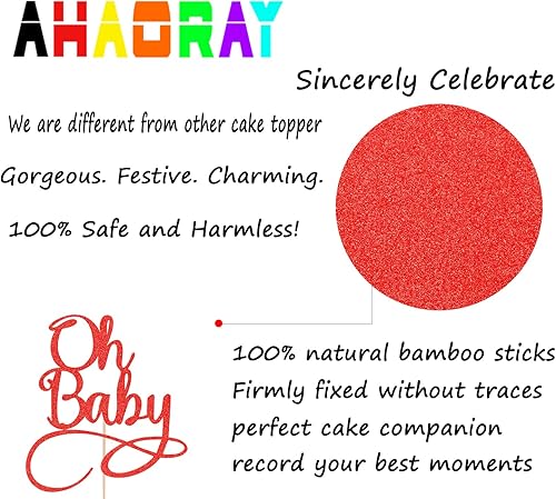 Miniatura 14 de Oh Baby Cake Topper – Suministros de decoración de pastel de fiesta de cumpleaños de bebé de alta calidad, para baby shower, revelación de género