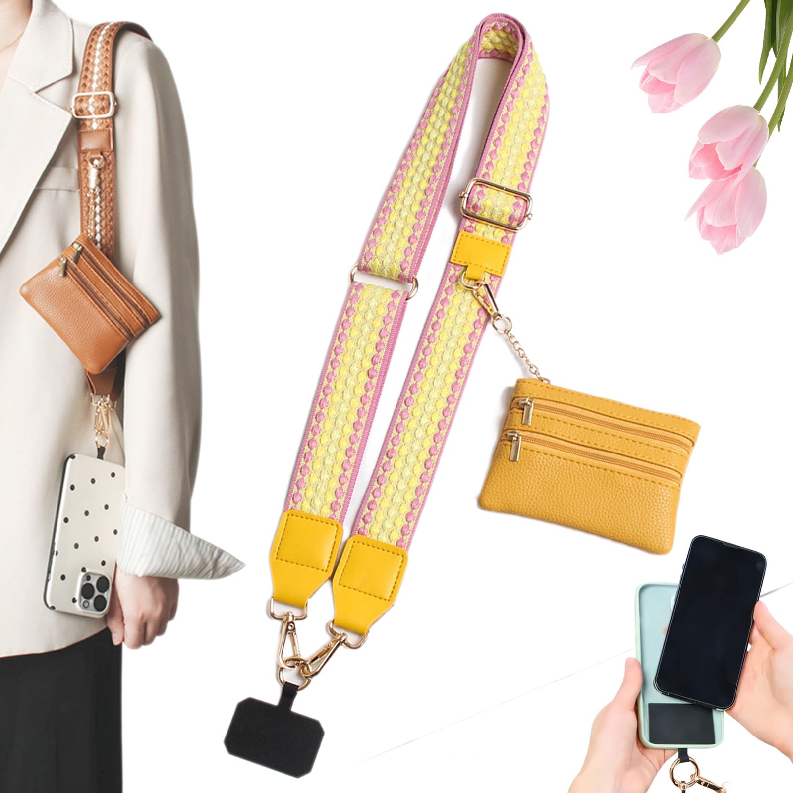 Snrtevu Crossbody Phone Strap With Zippered Pouch, Crossbody Phone Lanyard With Purse, Multifunction Adjustable Phones Strap Crossbodys Anti Theft, Modern Functional, For Travel And Shopping (8)