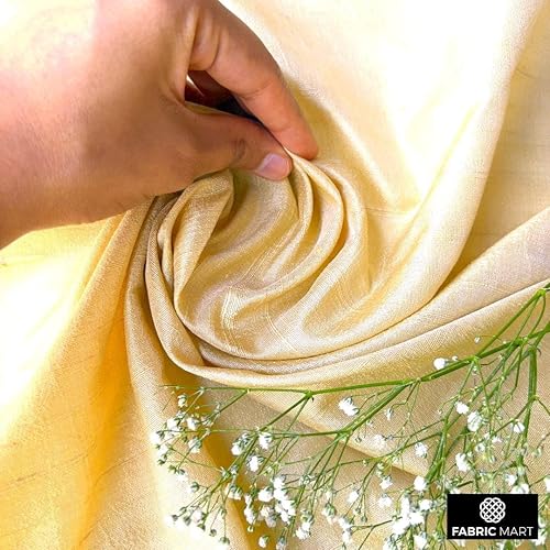 Miniatura 3 de Tela Dupioni de seda de oro claro por The Yard, 41 pulgadas o 40.9 in de ancho, 1 yarda continua Tela de seda dorada, Dupioni de seda flameada,