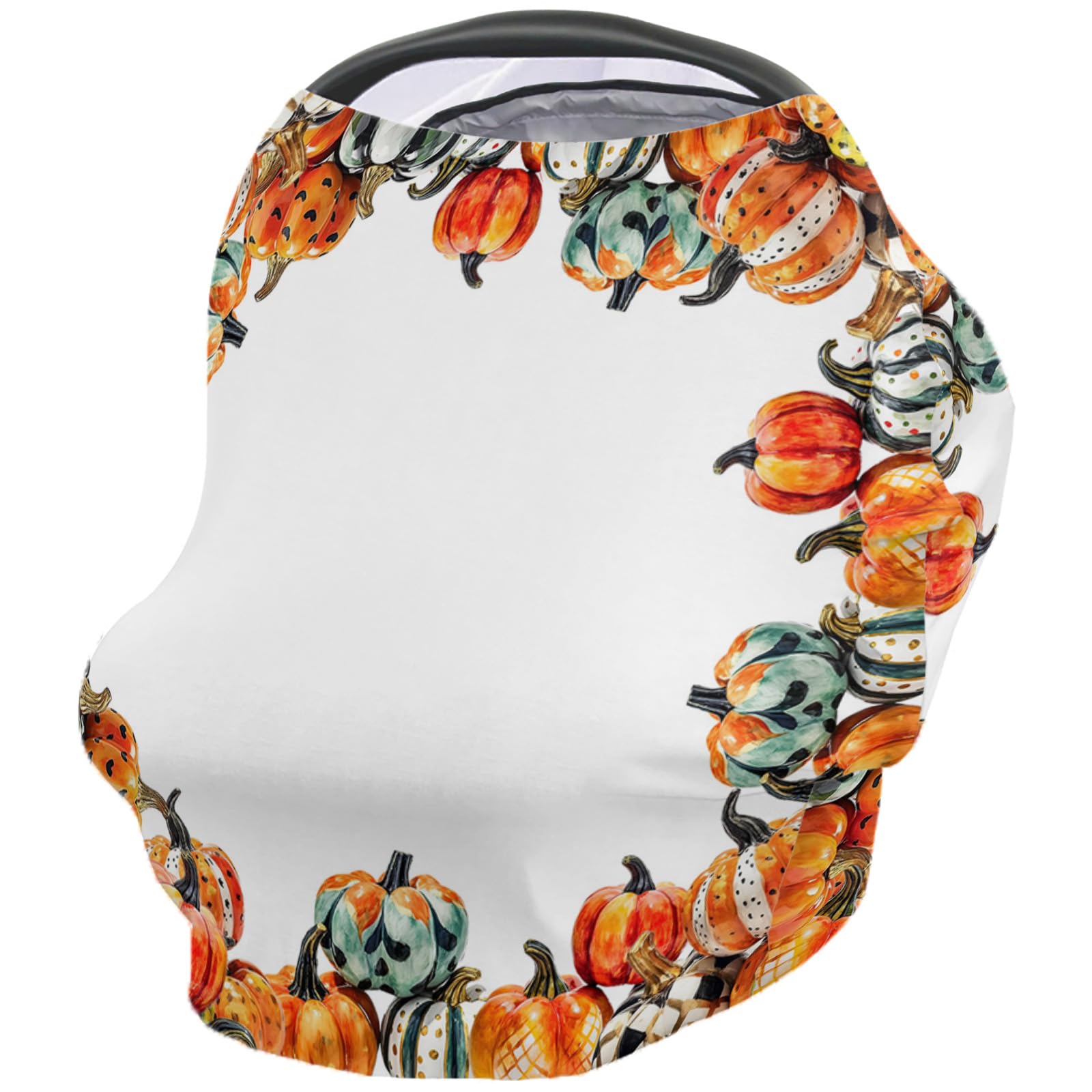 Nursing Cover for Breastfeeding Scarf, Fall Harvest Orange Pumpkin Thanksgiving Baby Car Covers Super Soft Multi Use for Canopy Shopping Cart Cover Blanket Stroller Cover