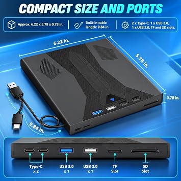 External Optical Blu Ray Drive, USB 3.0 Interface, 100G Disc Support