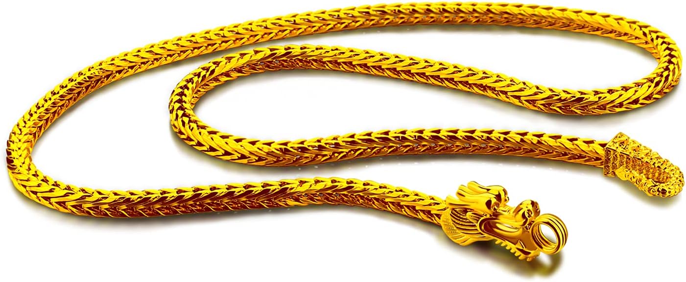 H&Beautimer Men 925 Sterling Silver Dragon Chain Necklace Fashion 5MM-20 22" 24" 26" Solid Thick squareLink Choker Golden Jewelry Gift