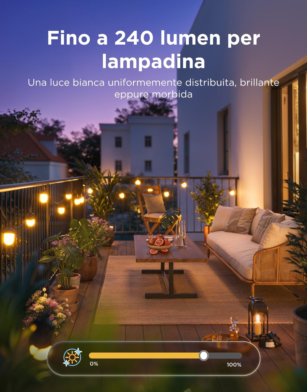 Govee Catena Luminosa Esterna 10M, RGBICW 240lm per LED, App Controllo,IP67 | 16M Colori DIY, 111+ Modalità Scena, Sync Musica, Matter/Alexa/Google, 30000h, Install. Facile, Giardino/Balcone/Terrazza