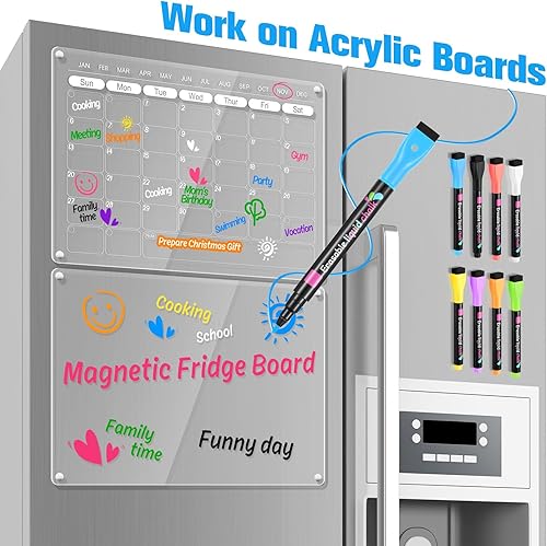 Miniatura 2 de Marcadores de tiza líquida magnéticos, marcadores de borrado en húmedo para calendario acrílico, pizarra de notas LED, vidrio transparente, pizarra