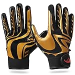 SPOMAT Pro 2.0 Youth Football Gloves Kids and Adult Tacky Grip Receiver Gloves for Men and Women, Bravery Gold Youth XS/S