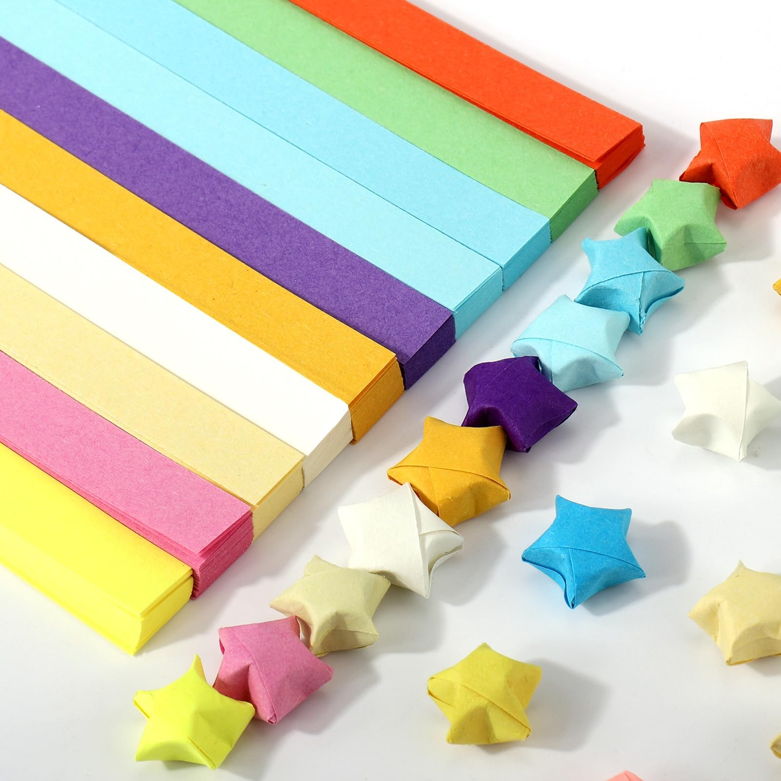 Mity rain 1080PCS Star Paper Strips, 10 Solid Colors Origami Star Paper Strips, Lucky Star Paper Strips for Stress Relive/Hands-on Ability/Decorations, DIY Paper Crafts Supplies