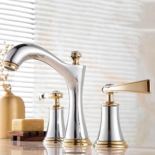 XJTNLB Grifo Lavabo Vintage Cromado Tres Agujeros Grifo Baño Lavabo con Dos Mandos Grifos para Lavabos de Baño Vintage