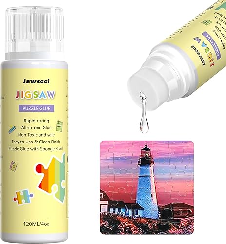 Jawecci 1 paquete de sellador de rompecabezas, sellador de rompecabezas de 4.1 fl oz con cabeza de esponja, accesorios de sellado de arte de pintura