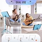 CAHAYA Sheet Music Stand & Tabletop Music Stand Solid Back with Carrying Bag for Books Notes Laptop Tablet Blue CY0194-3