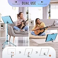 Vista 3 de CAHAYA Sheet Music Stand & Tabletop Music Stand Solid Back with Carrying Bag for Books Notes Laptop Tablet Blue CY0194-3