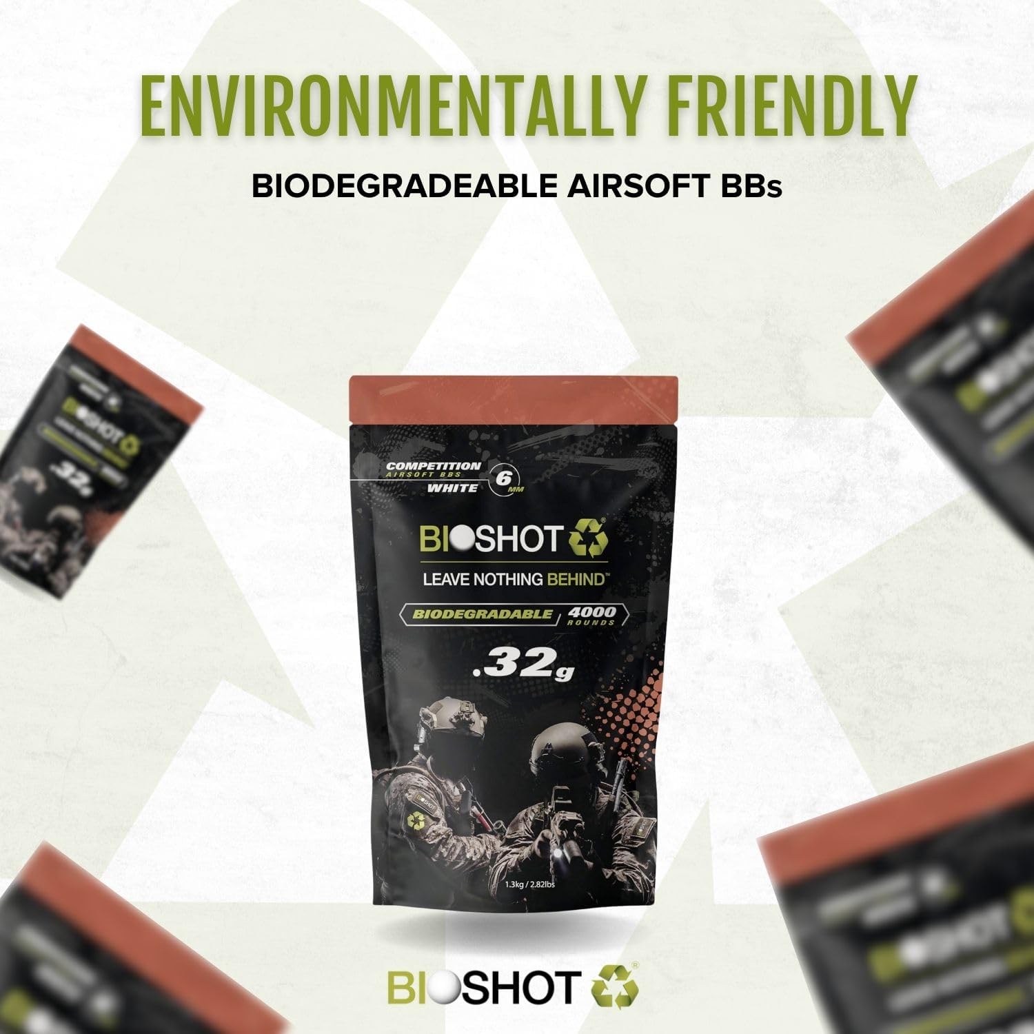 Biodegradable Airsoft BBS - .32g Super Slick Polish - Seamless Competition Match Grade for All 6mm Airsoft Guns and Accessories (4000 Rounds, White) by Bioshot