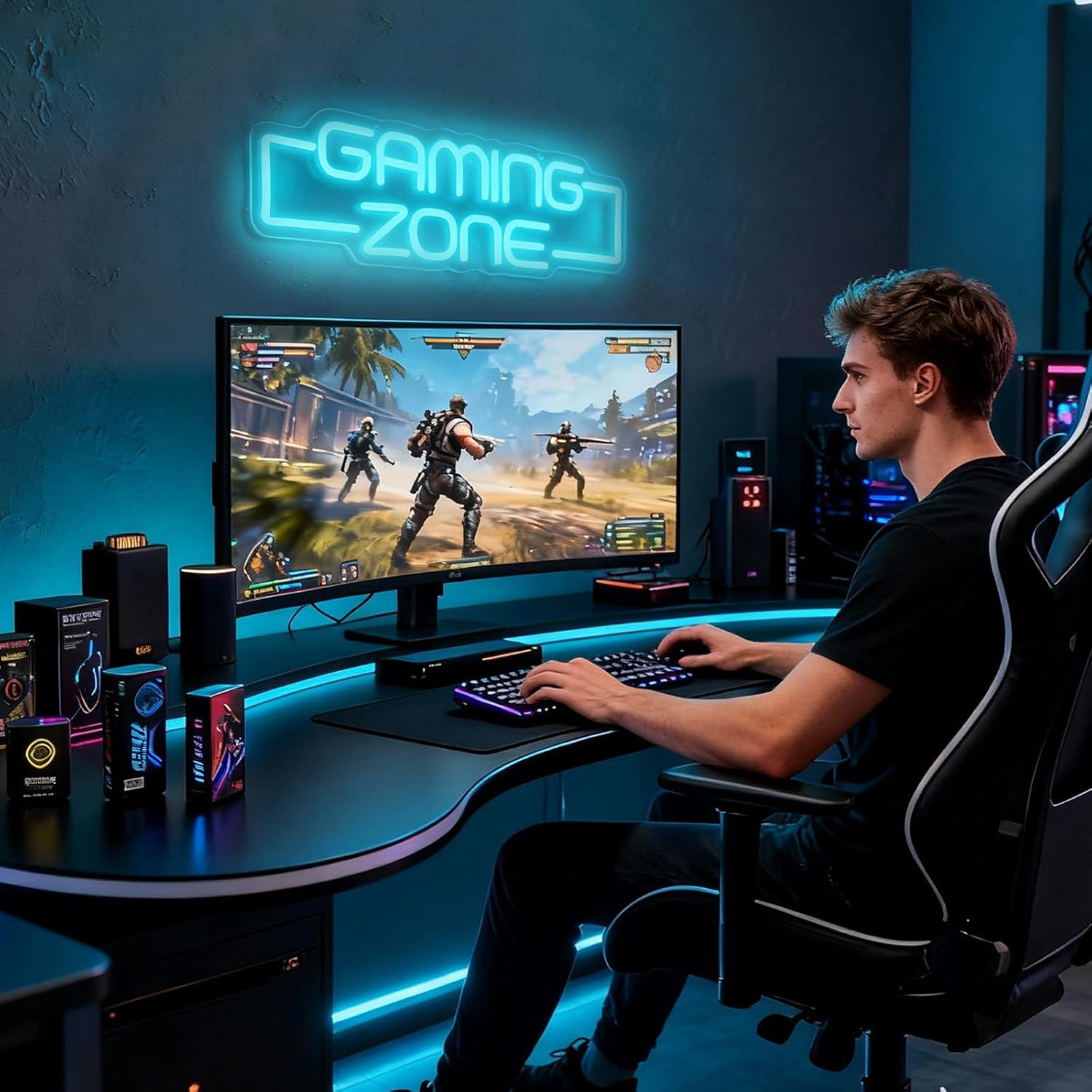 Game Zone Neon Sign for Wall Decor, Gaming Sign for Gamer Gifts, LED Gaming Neon Light for Teens Game Room, Man Cave, Club, Bar, Bistro - Image 7