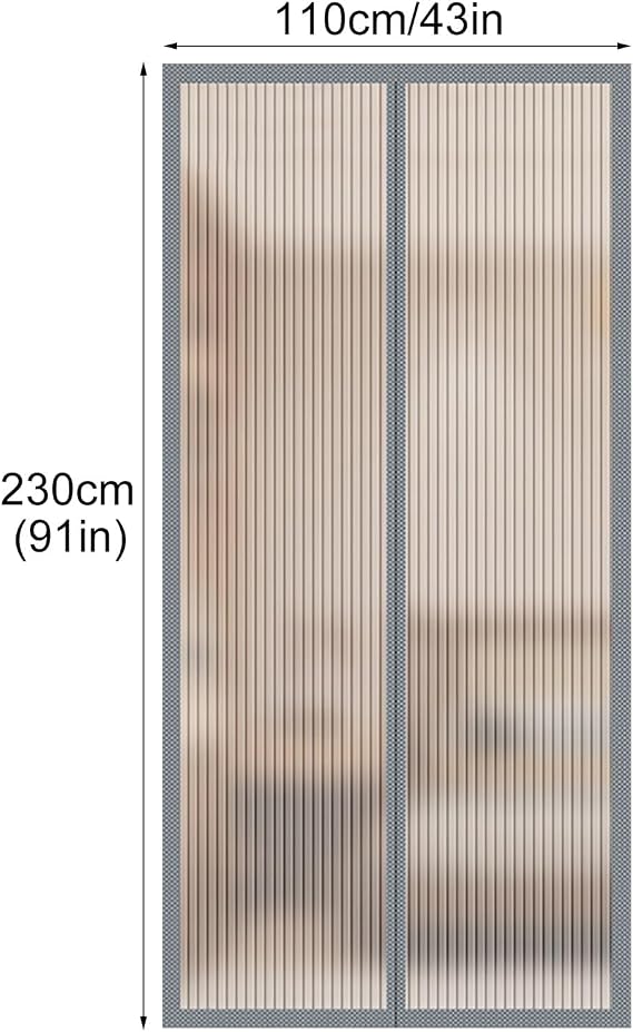 Doorway Curtains Magnetic Door Curtain Thermal Door Cover Plastic Privacy Curtain Temporary Door Insulated Door Curtain(Brown,110x230cm/43x91in)