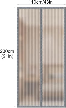 Doorway Curtains Magnetic Door Curtain Thermal Door Cover Plastic Privacy Curtain Temporary Door Insulated Door Curtain(Brown,110x230cm/43x91in)