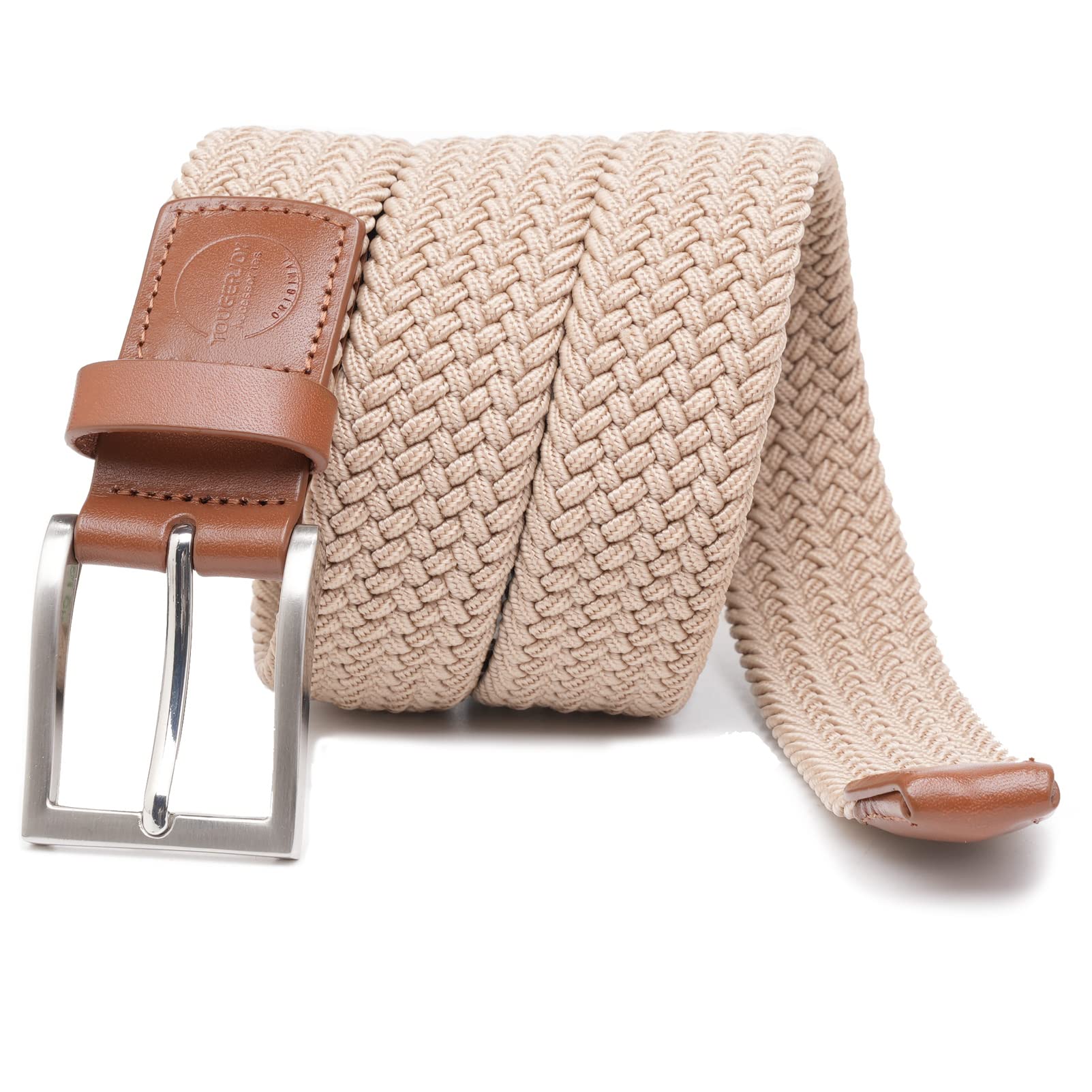 TOUGERJOY Mens Stretch Belt, tessuto elastico intrecciato Web Belt Casual per Golf Pantaloni di caccia Jeans