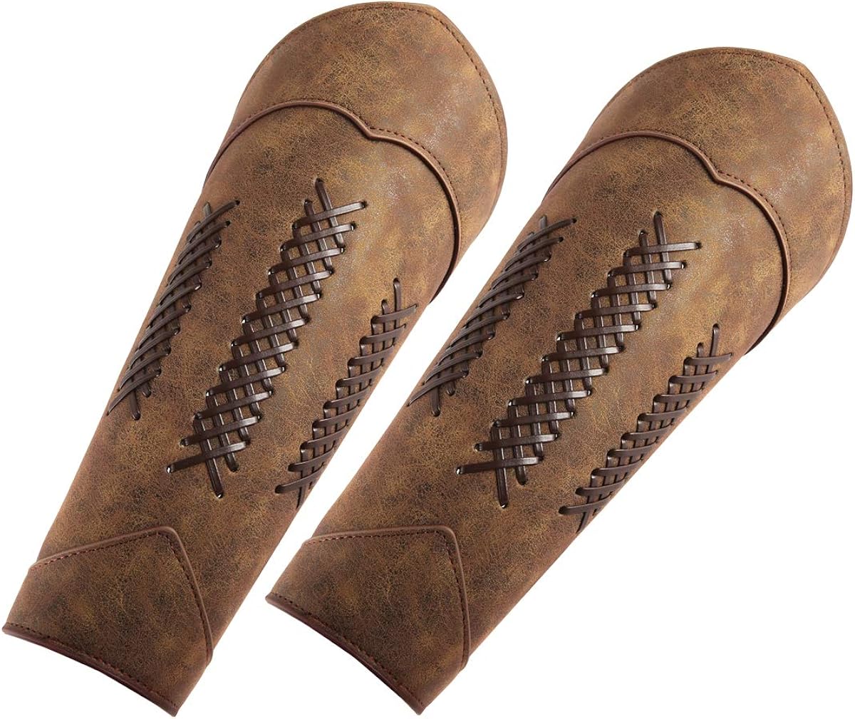 HZMAN Long Style Knights Leather Battle Arm Guard Bracers Medieval Armor Costume - Leather Armband Pair : Clothing, Shoes & Jewelry