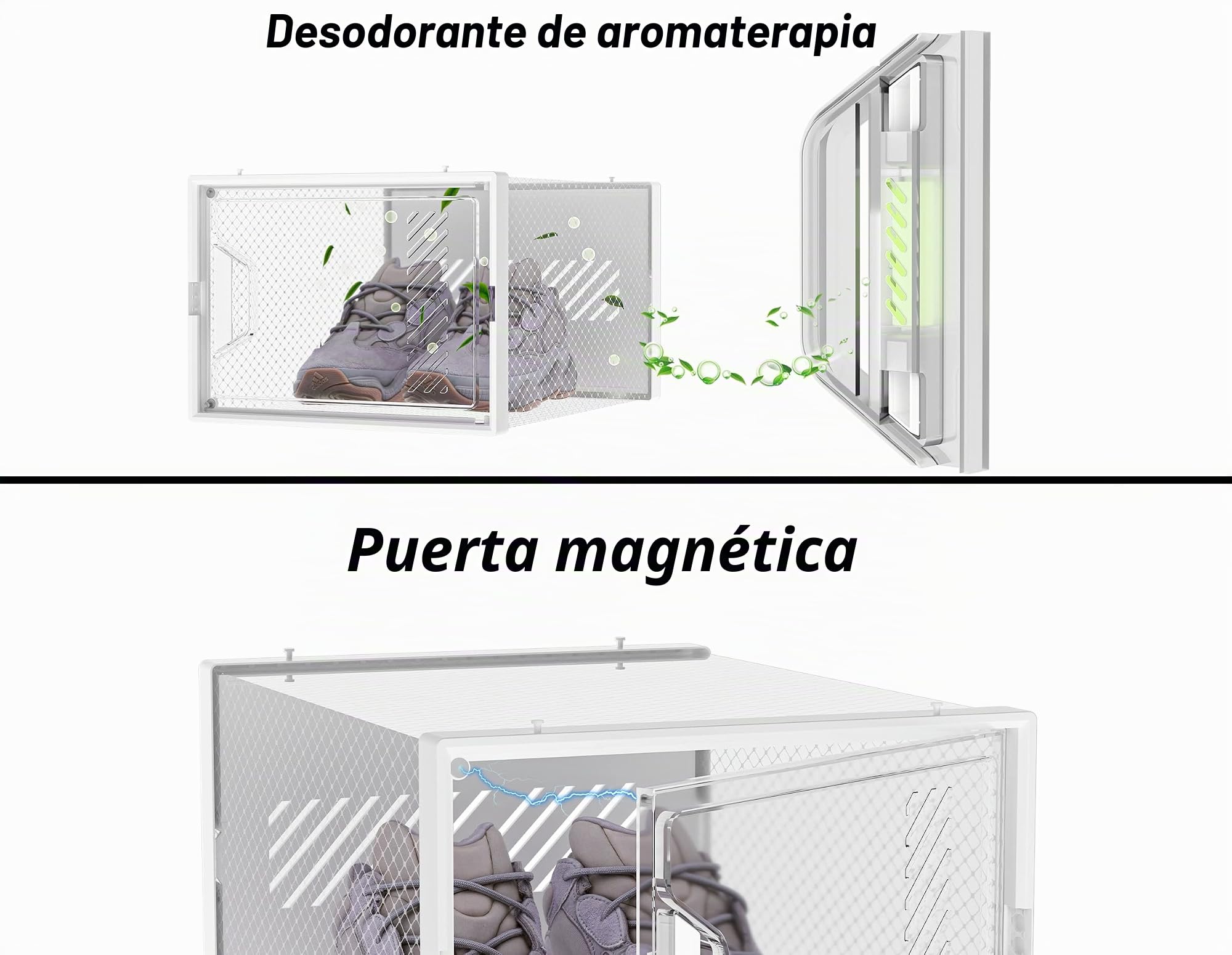 SIMPDIY 24 pcs Cajas de Zapatos, Cajas de Almacenamiento de Zapatos de Plástico Transparente Apilables, Contenedores Organizadores de Zapatos con tapas para Mujeres/Hombres 35x25x18.7cm
