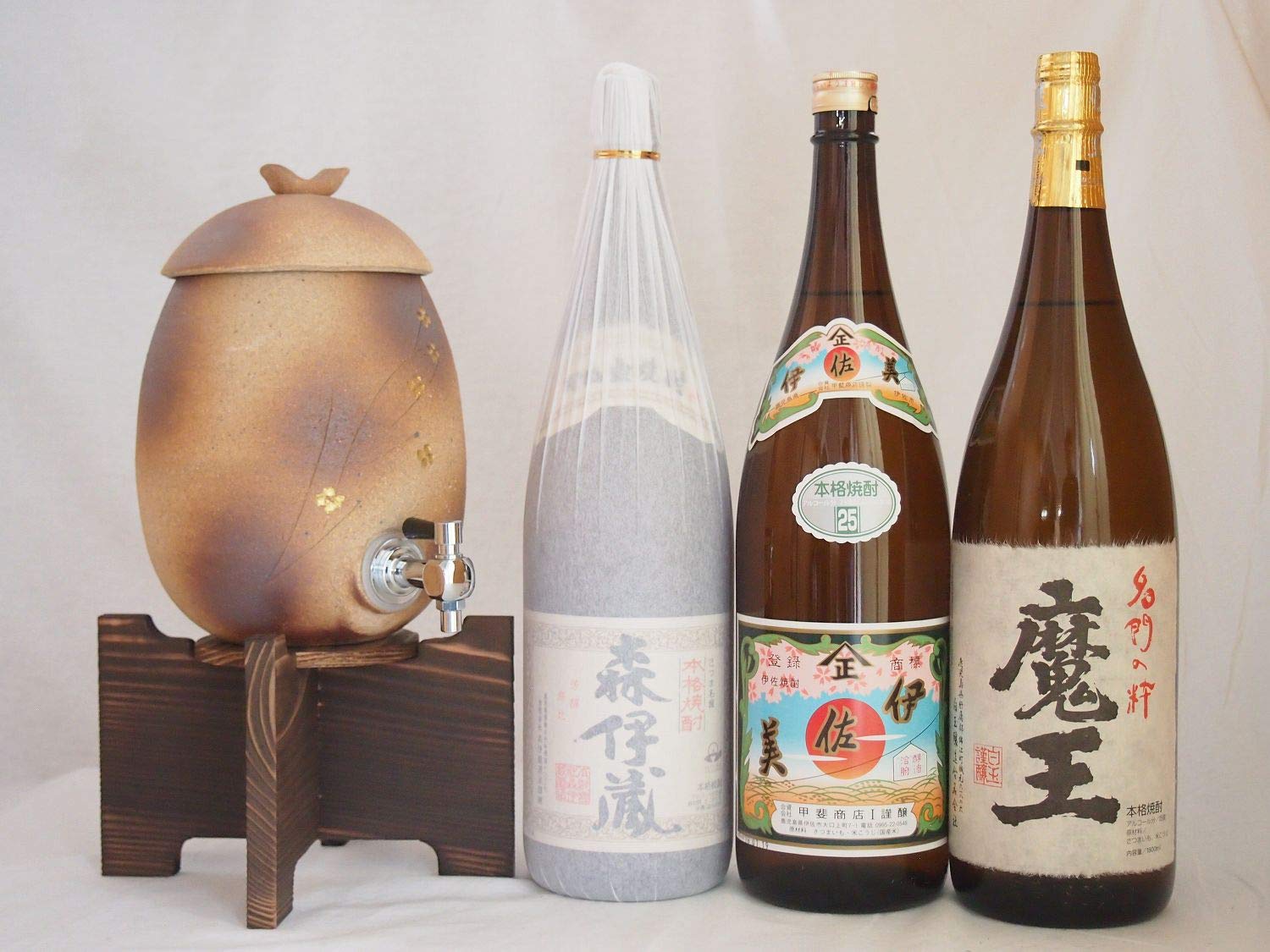 Amazon.co.jp: 信楽焼・明山窯 焼酎サーバー 火色金小紋 2200cc(滋賀