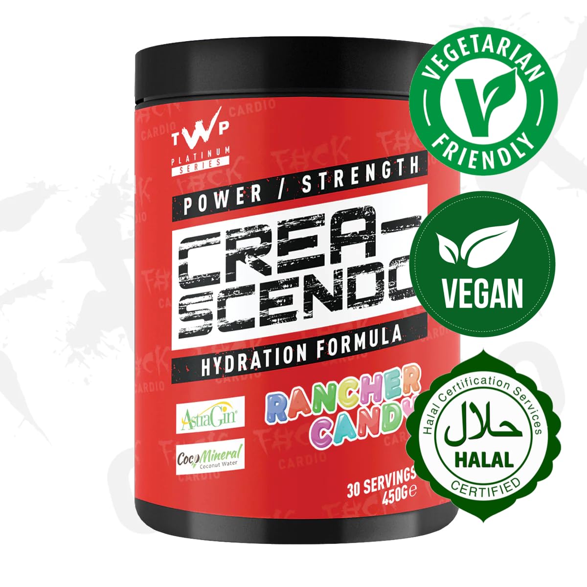 TWP Nutrition Platinum Series Crea-Scendo Creatina en polvo, 250 g/472 g y 30/50 porciones, 3 grandes sabores (Rancher Candy, 472 g)
