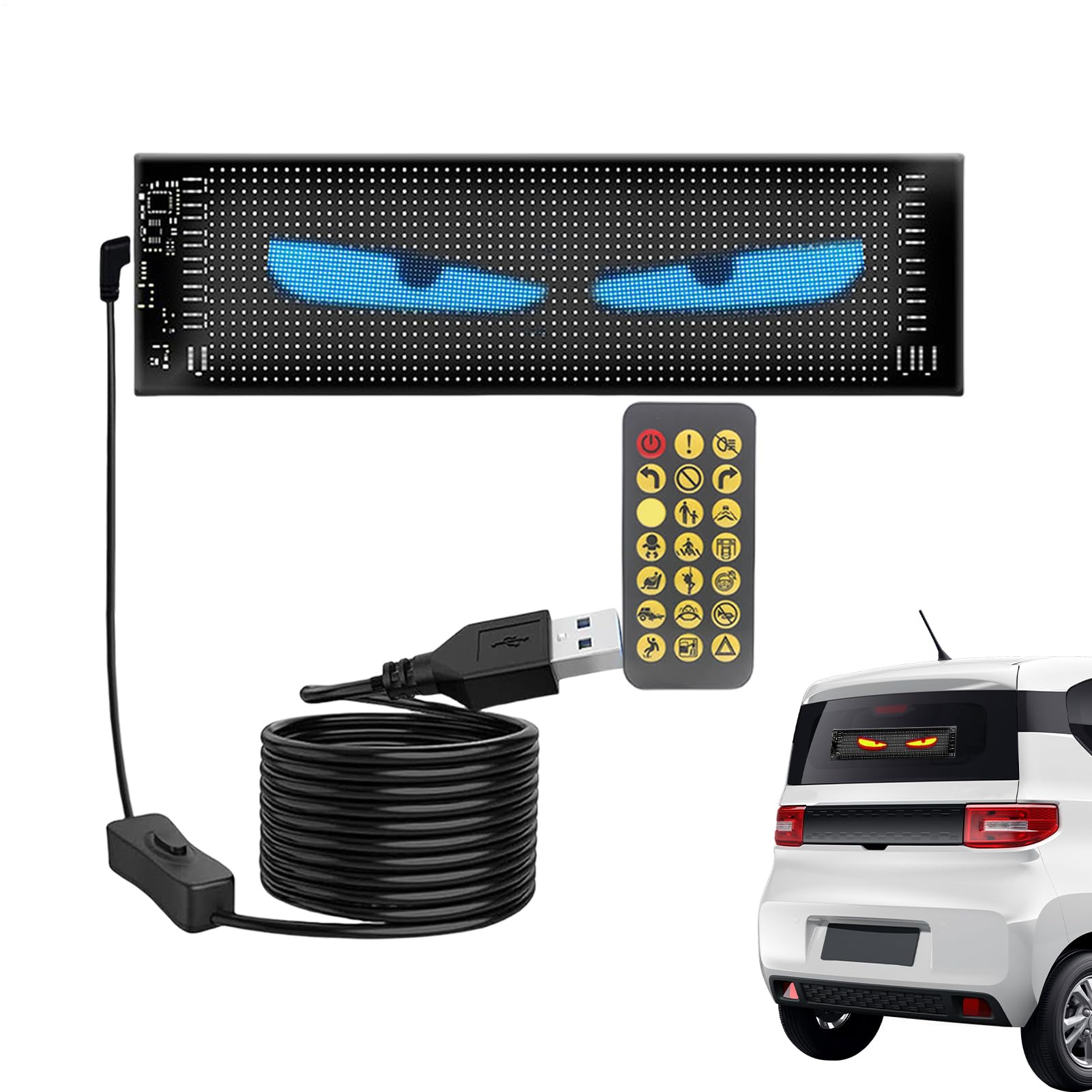 Ojos LED para parabrisas de coche pantalla flexible programable con animaciones 8