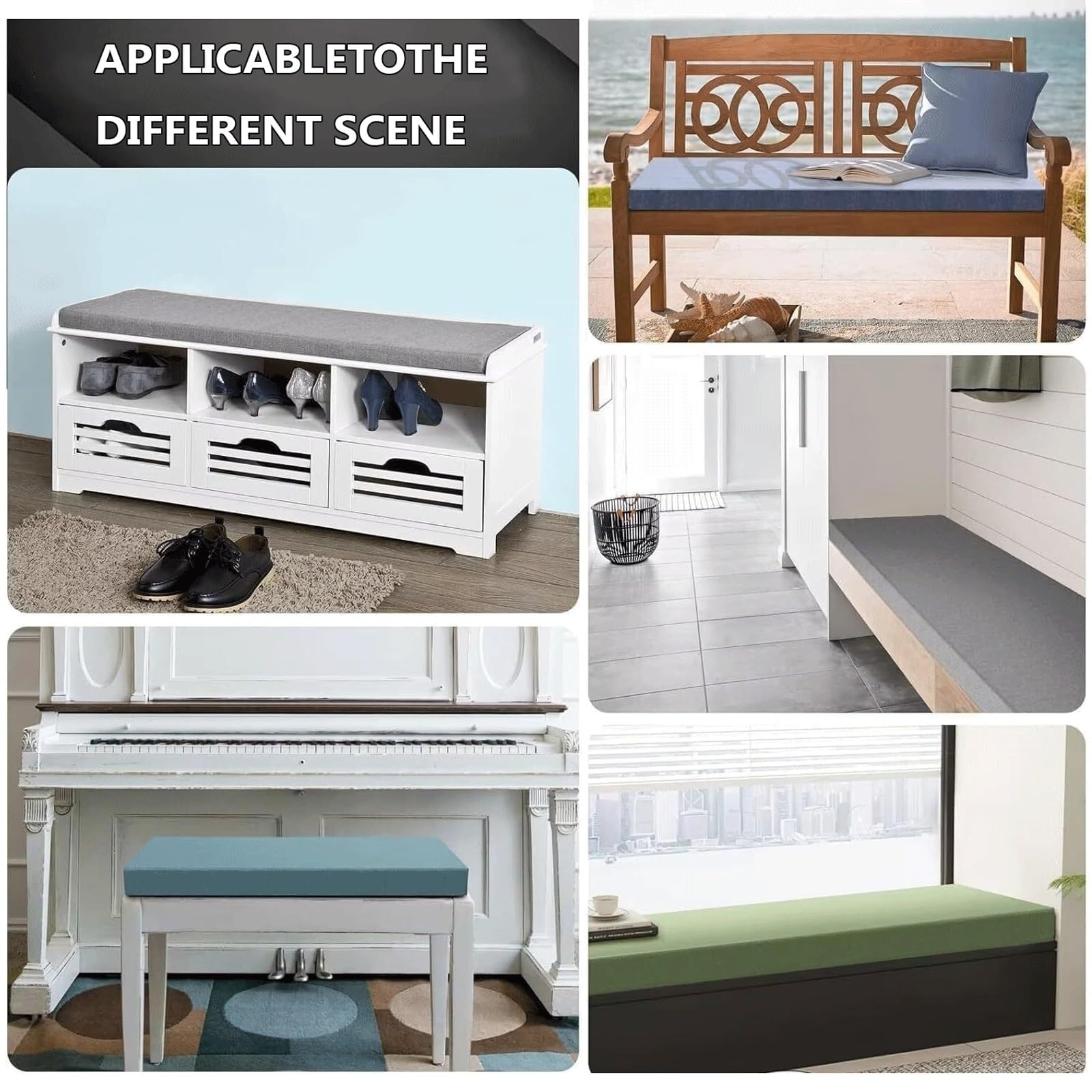 Panca versatile e antiscivolo per interni ed esterni, 150 cm, 120 cm, 100 cm, 90 x 40 cm, 35 cm, 30 cm, perfetta per sedie lunghe, altalene e pelliccia di portico (L9140 x 45 x 5 cm)