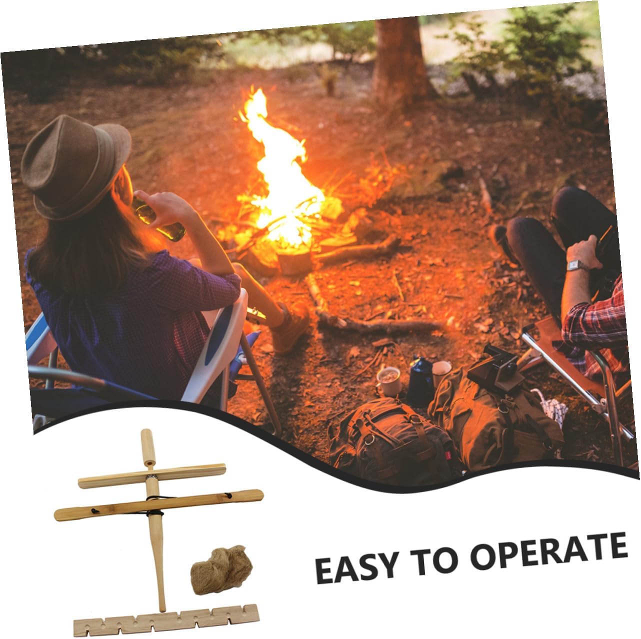 Outdoor Wood Fire Starter Drill Kit for Camping Hiking Survival Easy Operation Fire Tool for Beginners and Experienced Users Versatile Single Double Use Equipment