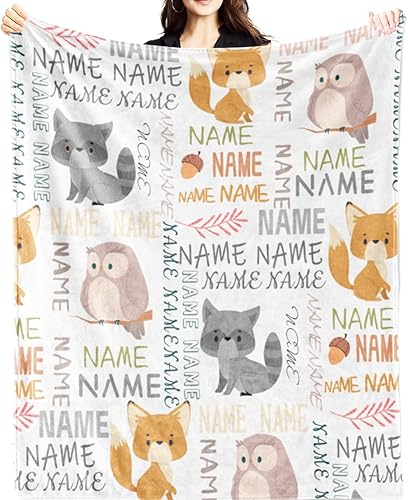 YISMEET Mantas personalizadas para bebé  Manta personalizada con nombre de bebé, manta de bebé, para recién nacido, manta de forro polar Sherpa de