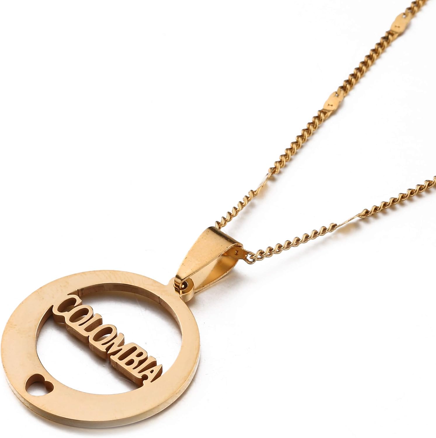 Colgante Colombia redondo de acero inoxidable Colombia joyería