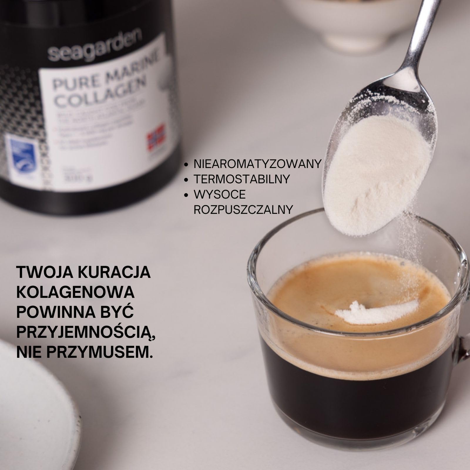 Sproszkowany norweski kolagen morski | Dzikie ryby z północnego Atlantyku | 2-miesięczny zapas | Hydrolizowane peptydy | Suplement dla zdrowej skóry, włosów, paznokci | 100% naturalny | 300 g