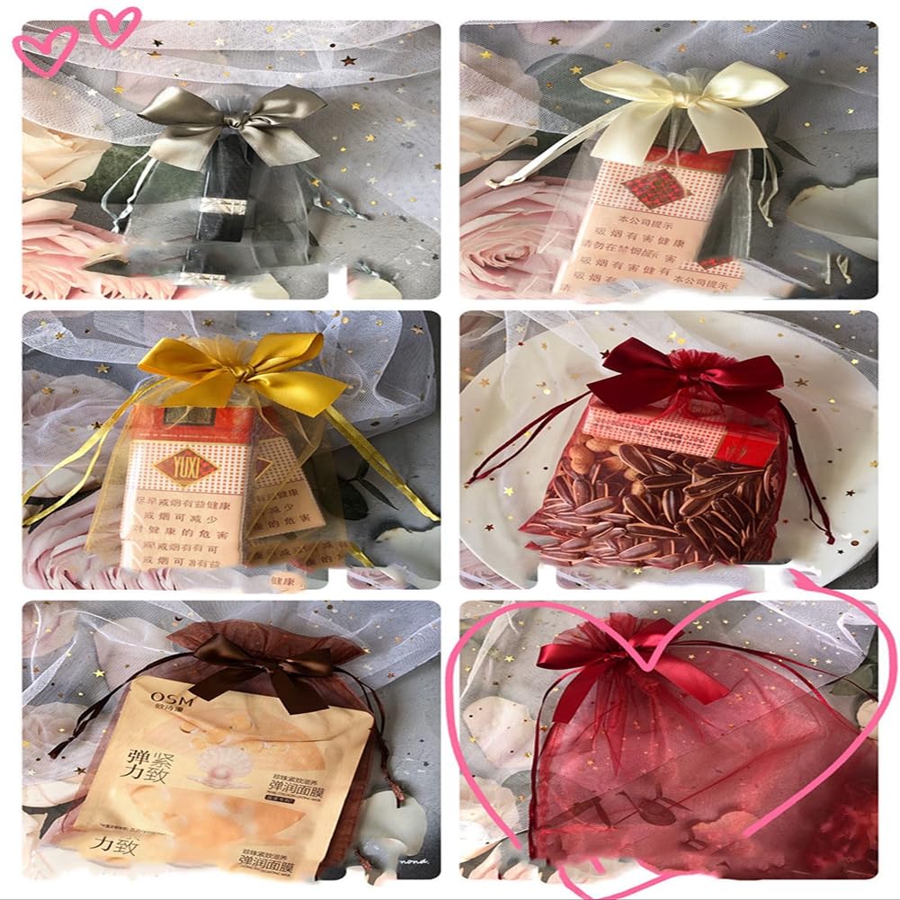 50 Sacchetti Regalo In Organza Bianca Con Cordoncino, 15x20 Cm, Per Bomboniere E Gioielli