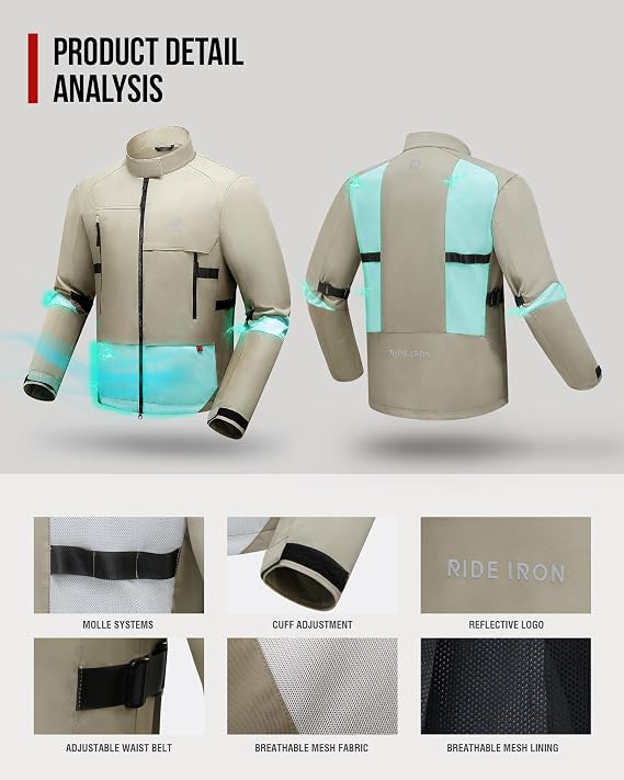 RIDEIRON Summer Motorcycle Riding Jacket with CE Armor
