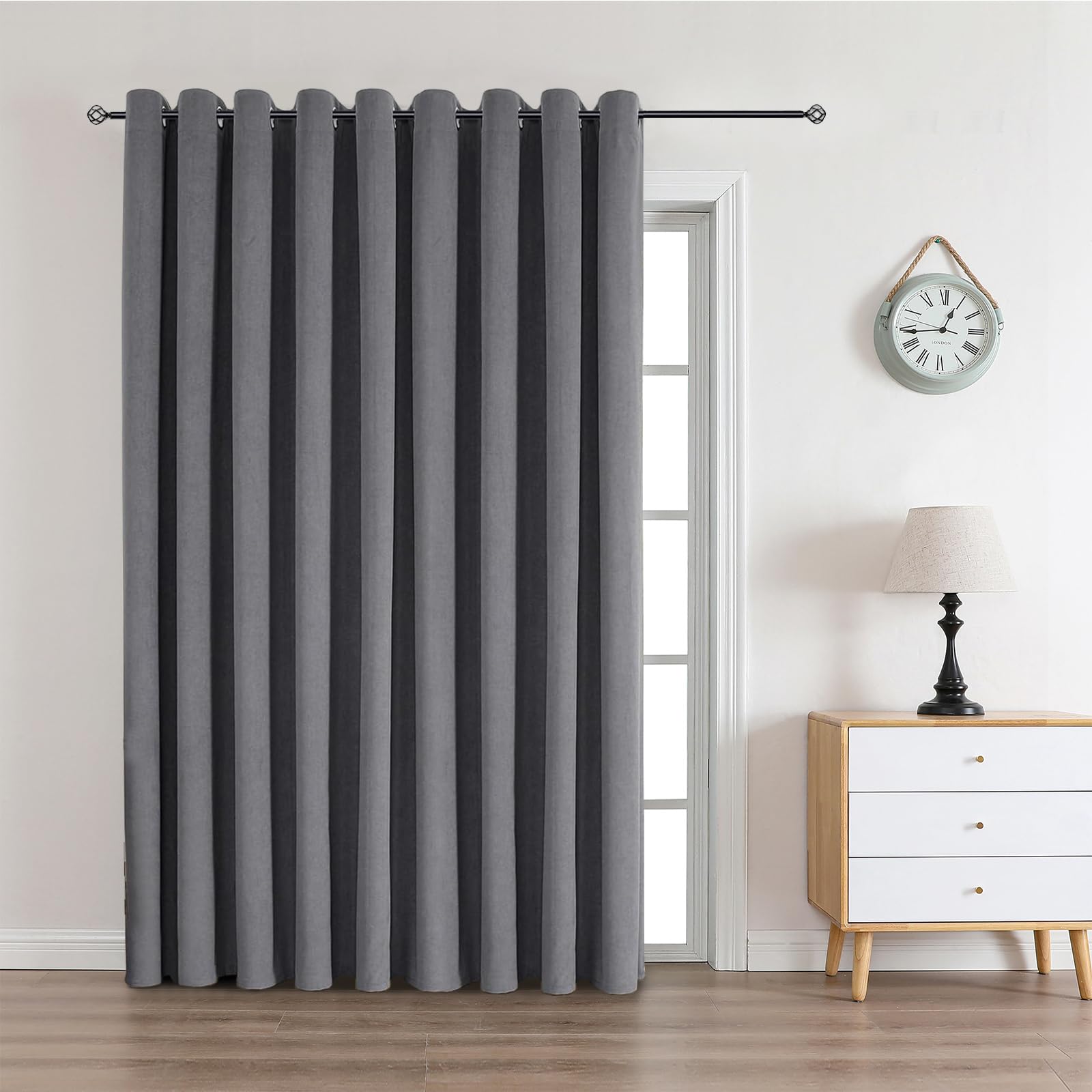 CUCRAF Velvet Curtains Full Blackout Curtains With Eyelets Stylish Luxury Velvet Blackout Curtain For Living Room 1 Panel Dark Grey โ image 1